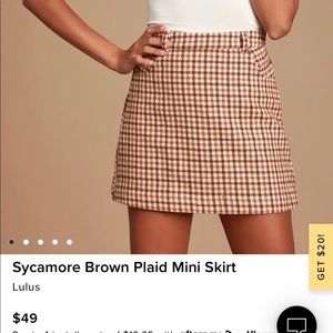 Lulus Medium Brown Plaid Skirt